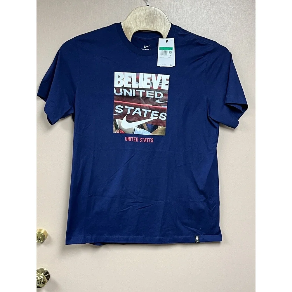 NIKE USA NATIONAL SOCCER MENS LOGO T SHIRT XL NWT NAVY BELIEVE UNITED STATES NWT